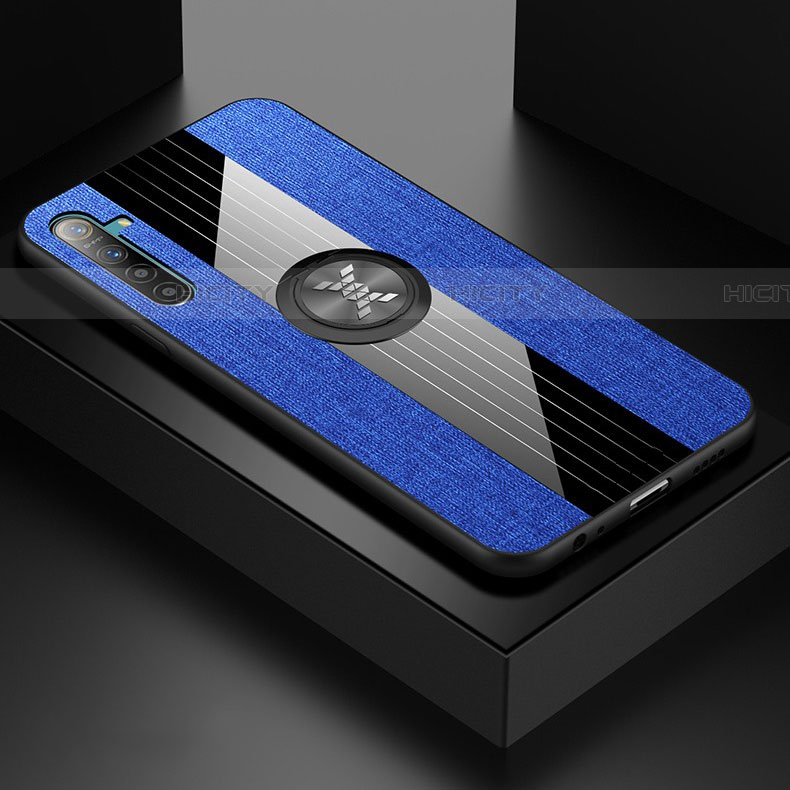 Custodia Silicone Ultra Sottile Morbida Cover con Magnetico Anello Supporto per Realme XT Blu