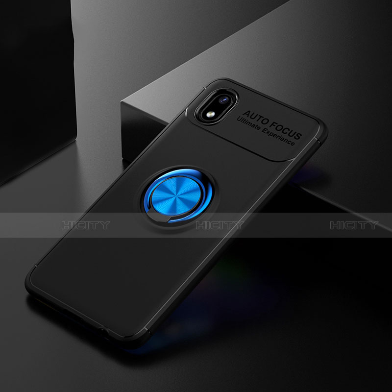 Custodia Silicone Ultra Sottile Morbida Cover con Magnetico Anello Supporto per Samsung Galaxy A01 Core Blu e Nero
