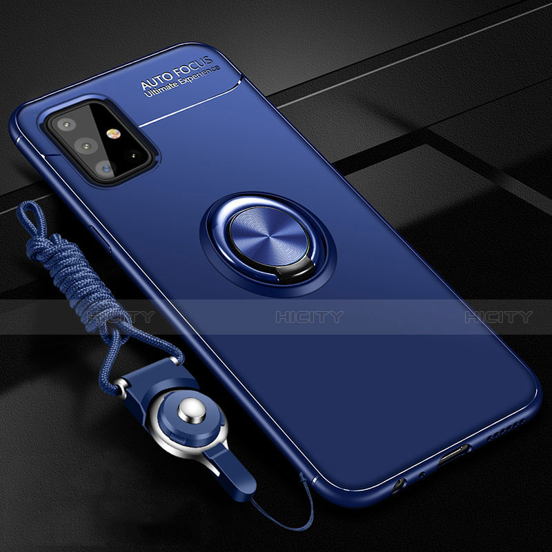 Custodia Silicone Ultra Sottile Morbida Cover con Magnetico Anello Supporto per Samsung Galaxy A51 4G Blu