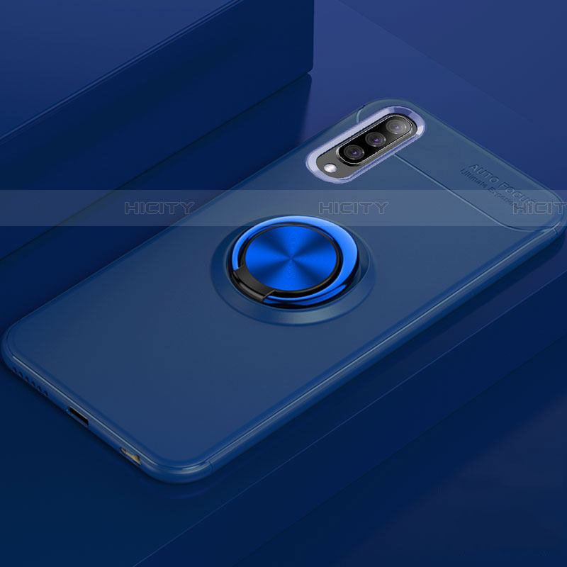 Custodia Silicone Ultra Sottile Morbida Cover con Magnetico Anello Supporto per Samsung Galaxy A90 5G Blu