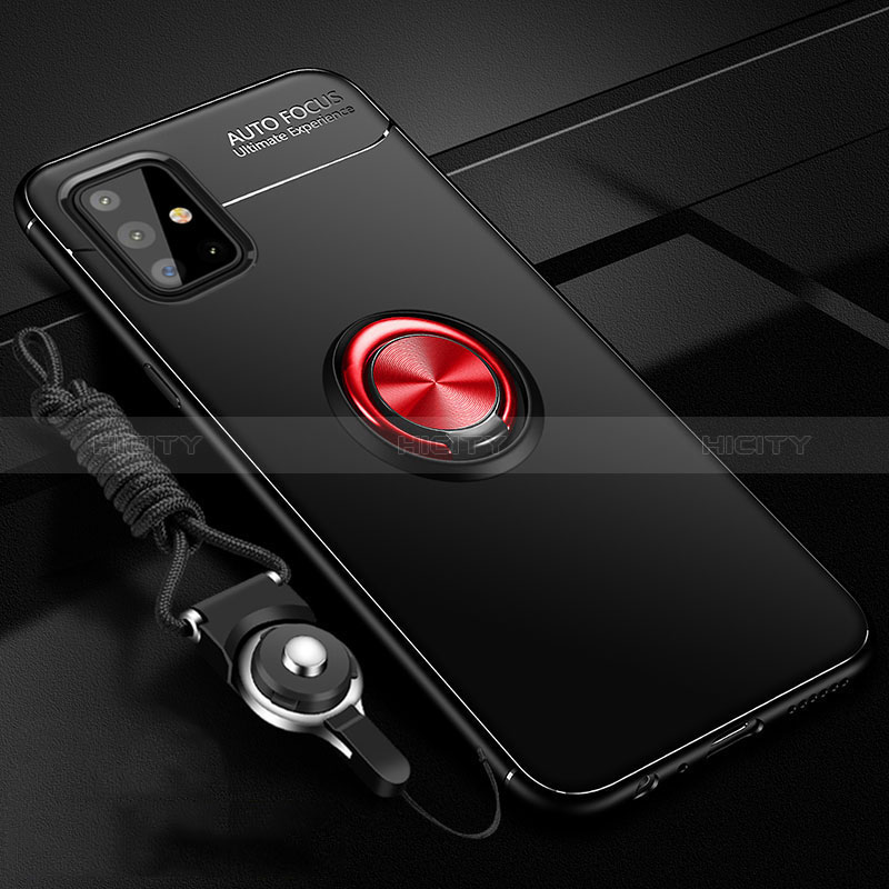 Custodia Silicone Ultra Sottile Morbida Cover con Magnetico Anello Supporto per Samsung Galaxy M40S Rosso e Nero