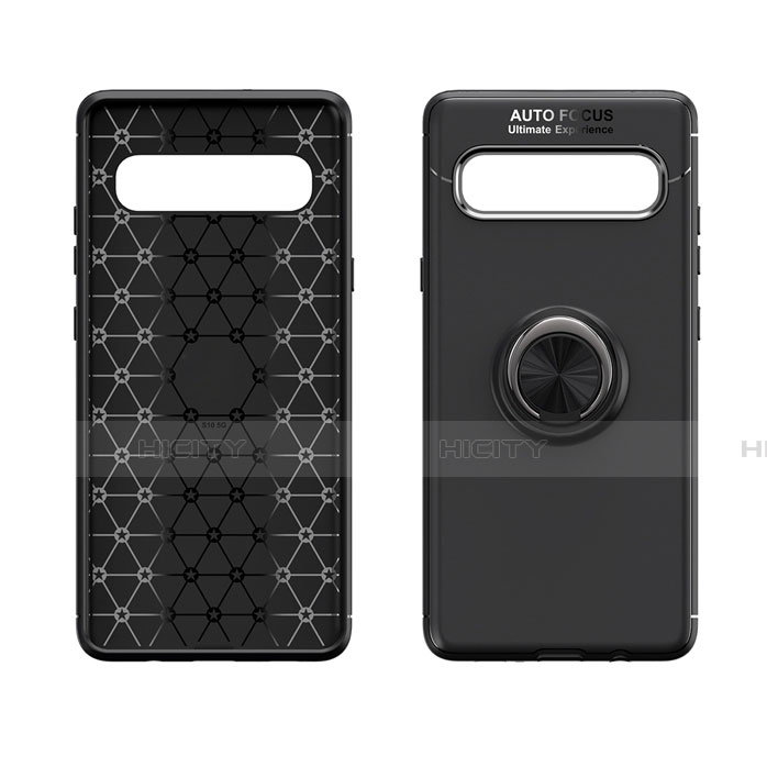 Custodia Silicone Ultra Sottile Morbida Cover con Magnetico Anello Supporto per Samsung Galaxy S10 5G SM-G977B