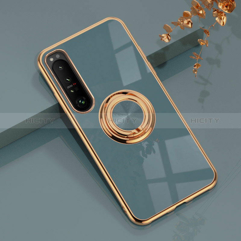 Custodia Silicone Ultra Sottile Morbida Cover con Magnetico Anello Supporto per Sony Xperia 1 III