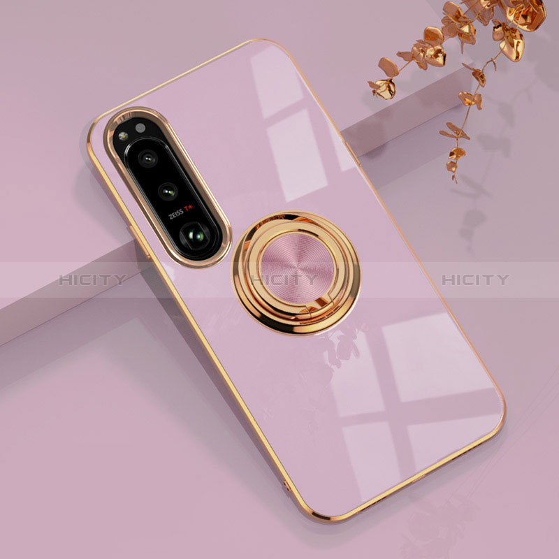 Custodia Silicone Ultra Sottile Morbida Cover con Magnetico Anello Supporto per Sony Xperia 1 IV SO-51C Lavanda