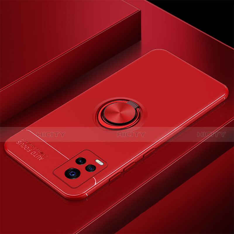 Custodia Silicone Ultra Sottile Morbida Cover con Magnetico Anello Supporto per Vivo V20 Pro 5G Rosso