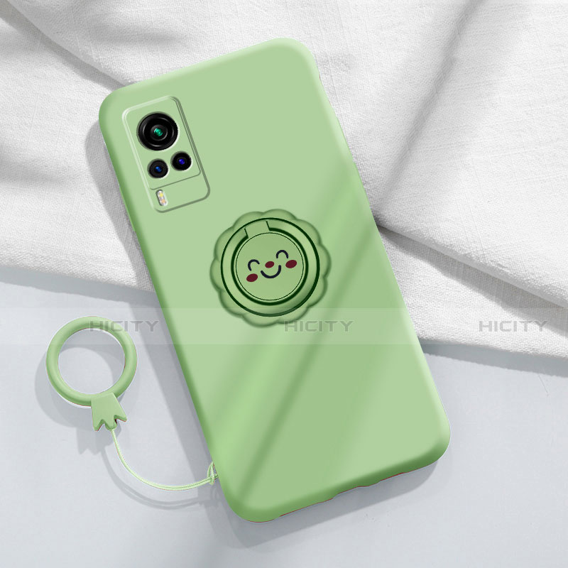 Custodia Silicone Ultra Sottile Morbida Cover con Magnetico Anello Supporto per Vivo X60 5G Verde Pastello