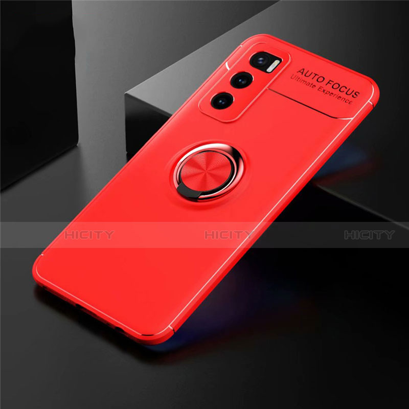 Custodia Silicone Ultra Sottile Morbida Cover con Magnetico Anello Supporto per Vivo Y70 (2020) Rosso