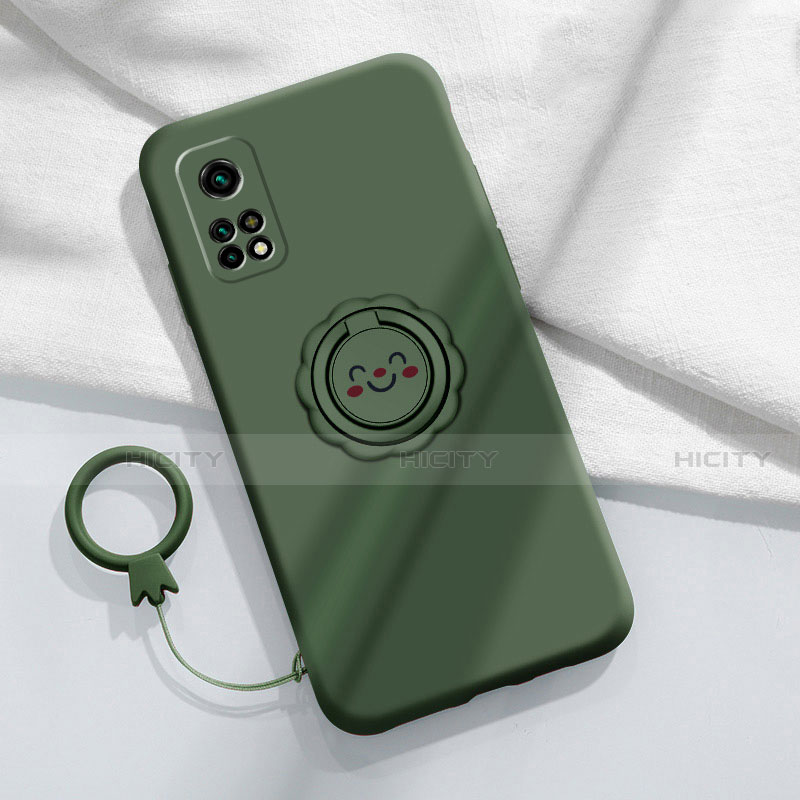 Custodia Silicone Ultra Sottile Morbida Cover con Magnetico Anello Supporto per Xiaomi Mi 10T 5G Verde Notte