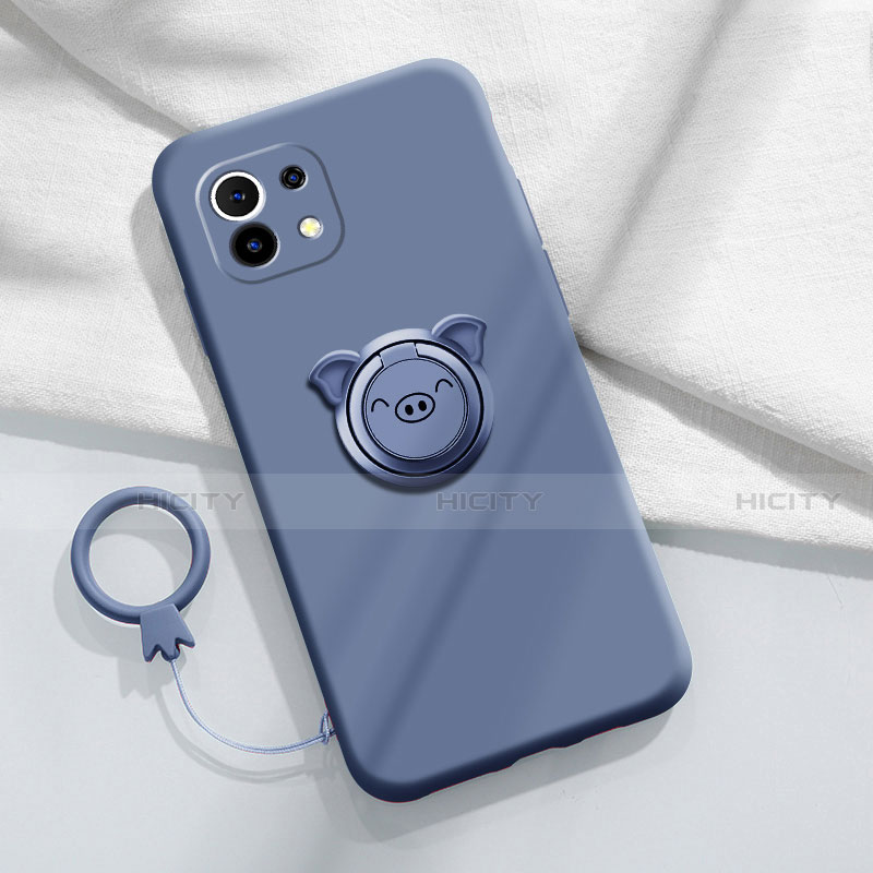 Custodia Silicone Ultra Sottile Morbida Cover con Magnetico Anello Supporto per Xiaomi Mi 11 5G