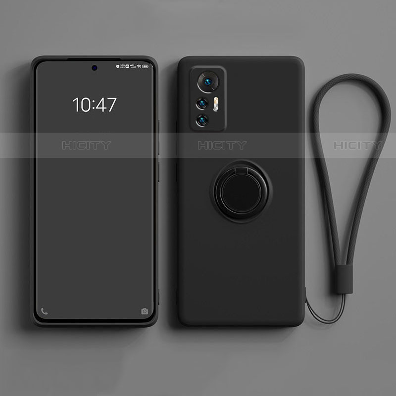 Custodia Silicone Ultra Sottile Morbida Cover con Magnetico Anello Supporto per Xiaomi Mi 12 5G Nero