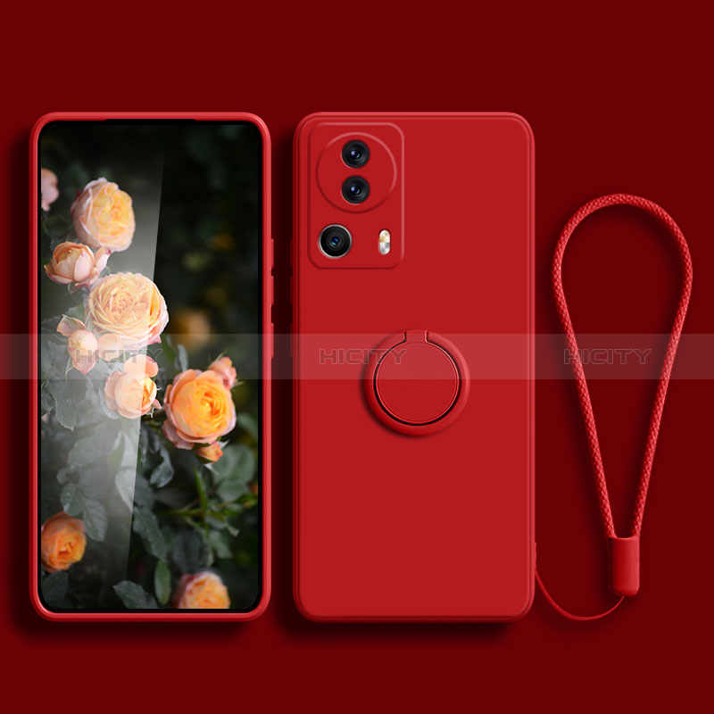 Custodia Silicone Ultra Sottile Morbida Cover con Magnetico Anello Supporto per Xiaomi Mi 12 Lite NE 5G Rosso