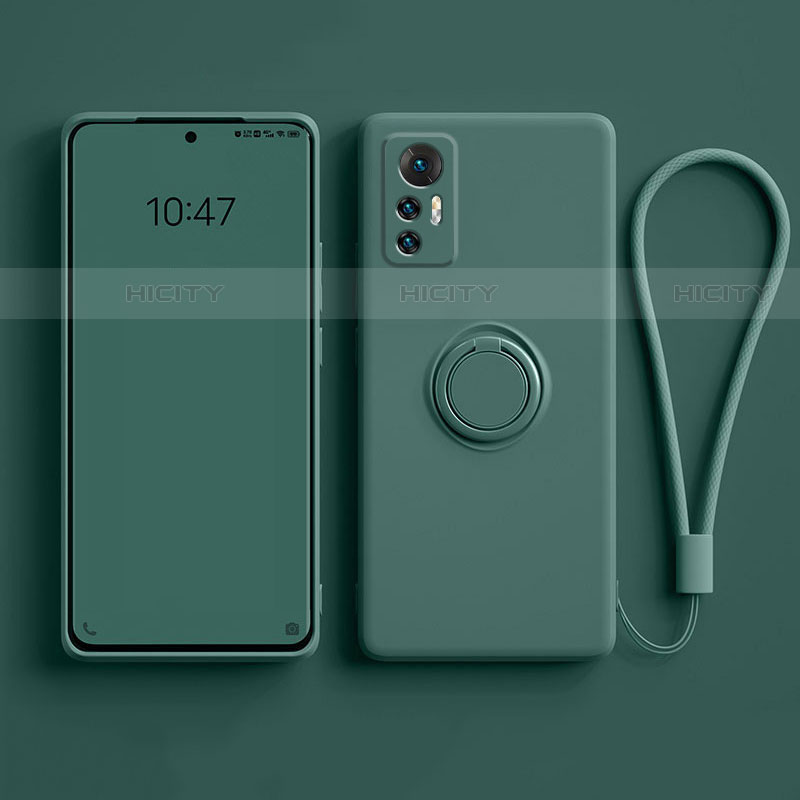 Custodia Silicone Ultra Sottile Morbida Cover con Magnetico Anello Supporto per Xiaomi Mi 12 Pro 5G Verde