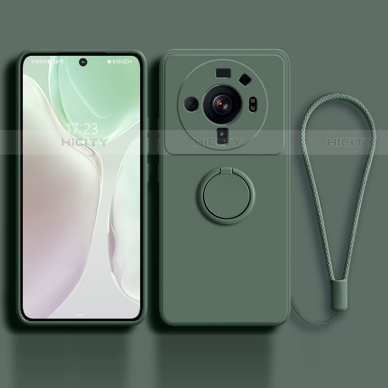 Custodia Silicone Ultra Sottile Morbida Cover con Magnetico Anello Supporto per Xiaomi Mi 12 Ultra 5G Verde