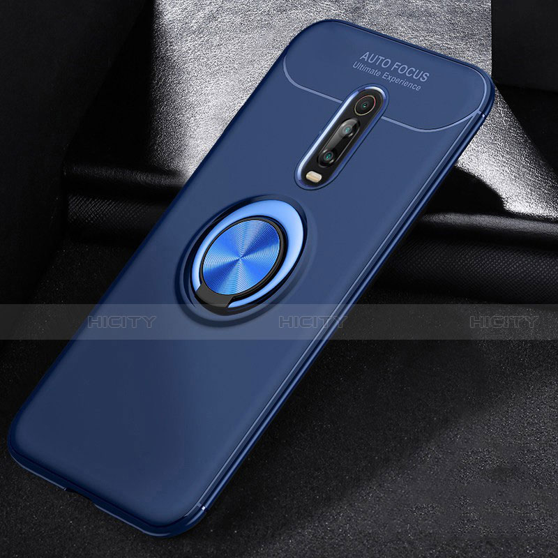 Custodia Silicone Ultra Sottile Morbida Cover con Magnetico Anello Supporto per Xiaomi Mi 9T Pro Blu