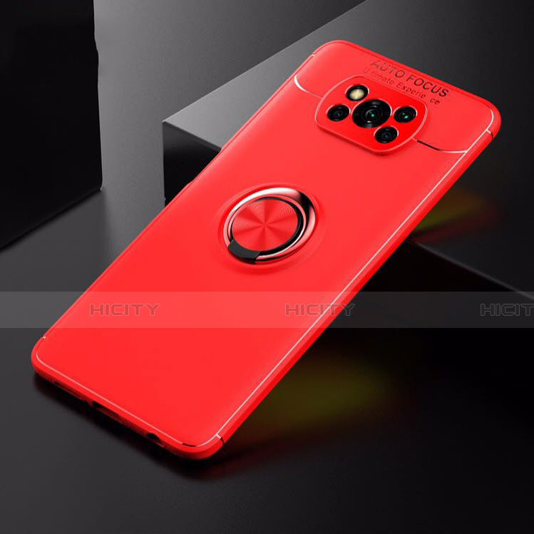 Custodia Silicone Ultra Sottile Morbida Cover con Magnetico Anello Supporto per Xiaomi Poco X3 NFC