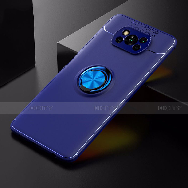 Custodia Silicone Ultra Sottile Morbida Cover con Magnetico Anello Supporto per Xiaomi Poco X3 Pro