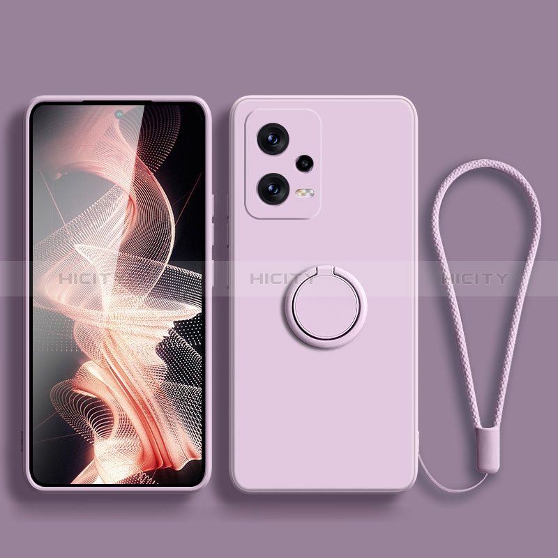 Custodia Silicone Ultra Sottile Morbida Cover con Magnetico Anello Supporto per Xiaomi Poco X5 5G Lavanda