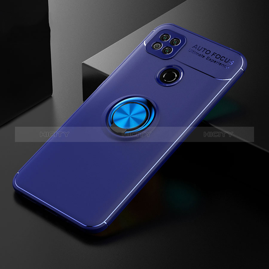 Custodia Silicone Ultra Sottile Morbida Cover con Magnetico Anello Supporto per Xiaomi Redmi 9 Activ Blu