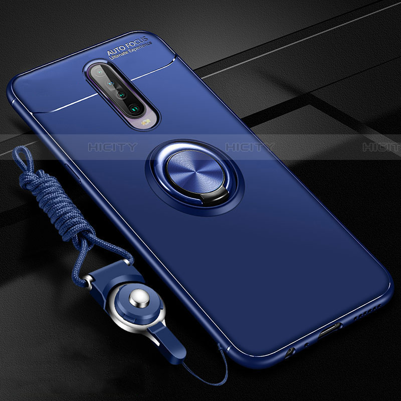 Custodia Silicone Ultra Sottile Morbida Cover con Magnetico Anello Supporto per Xiaomi Redmi K30i 5G Blu