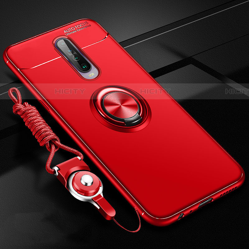 Custodia Silicone Ultra Sottile Morbida Cover con Magnetico Anello Supporto per Xiaomi Redmi K30i 5G Rosso