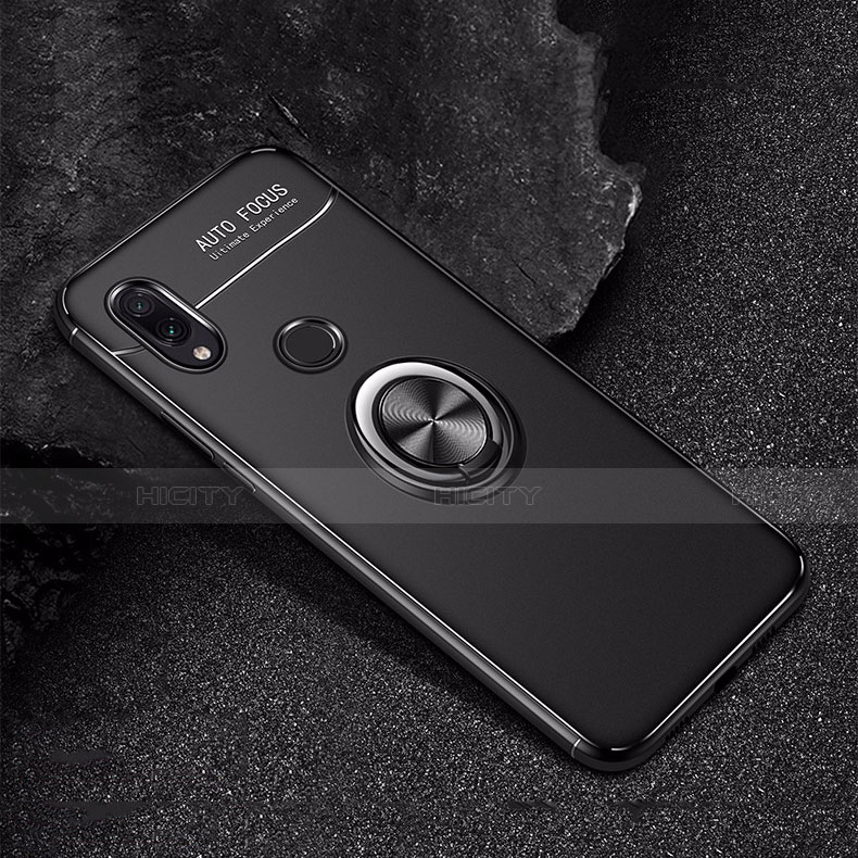 Custodia Silicone Ultra Sottile Morbida Cover con Magnetico Anello Supporto per Xiaomi Redmi Note 7 Nero