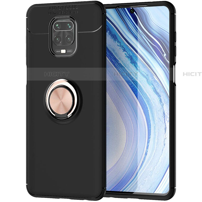 Custodia Silicone Ultra Sottile Morbida Cover con Magnetico Anello Supporto per Xiaomi Redmi Note 9S Oro e Nero