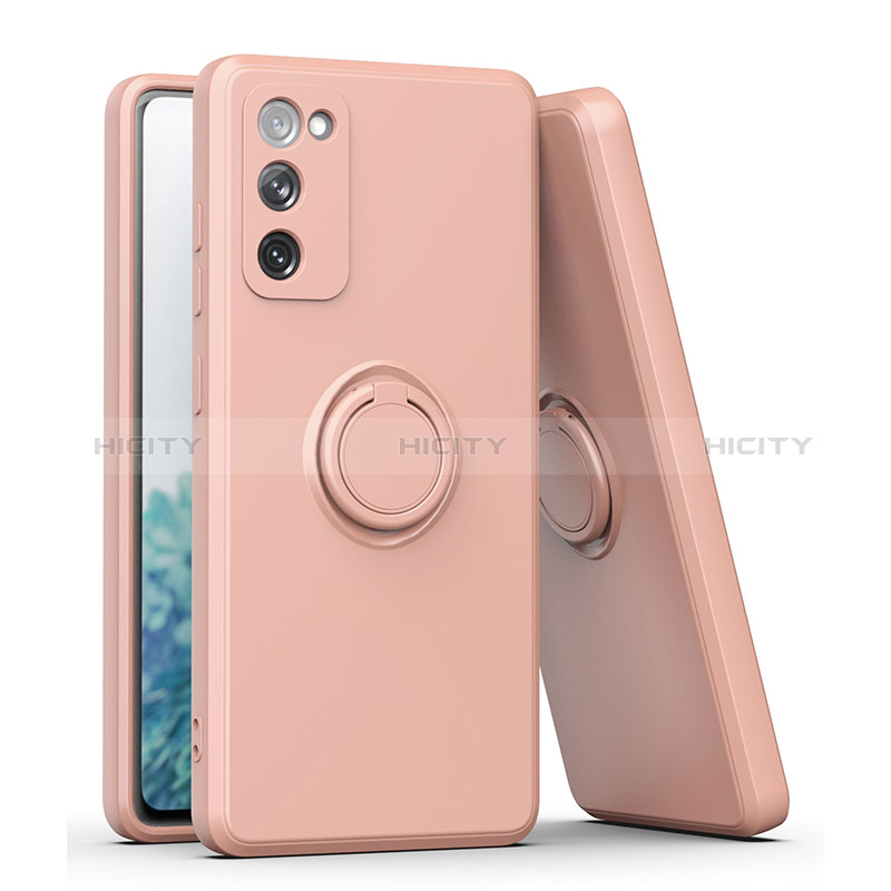 Custodia Silicone Ultra Sottile Morbida Cover con Magnetico Anello Supporto QW1 per Samsung Galaxy A12 5G Rosa