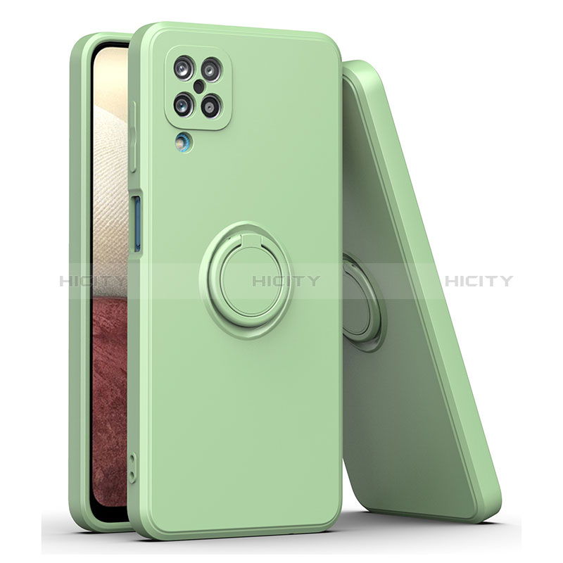 Custodia Silicone Ultra Sottile Morbida Cover con Magnetico Anello Supporto QW1 per Samsung Galaxy A12 Verde Militare