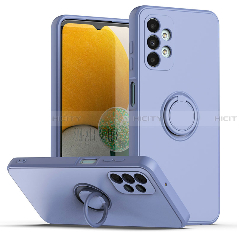 Custodia Silicone Ultra Sottile Morbida Cover con Magnetico Anello Supporto QW1 per Samsung Galaxy A13 4G Grigio Lavanda