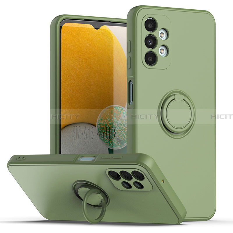 Custodia Silicone Ultra Sottile Morbida Cover con Magnetico Anello Supporto QW1 per Samsung Galaxy A13 4G Verde Militare