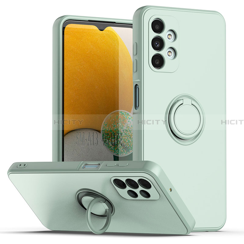 Custodia Silicone Ultra Sottile Morbida Cover con Magnetico Anello Supporto QW1 per Samsung Galaxy A13 4G Verde Pastello