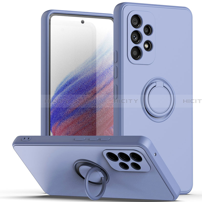 Custodia Silicone Ultra Sottile Morbida Cover con Magnetico Anello Supporto QW1 per Samsung Galaxy A33 5G Grigio Lavanda