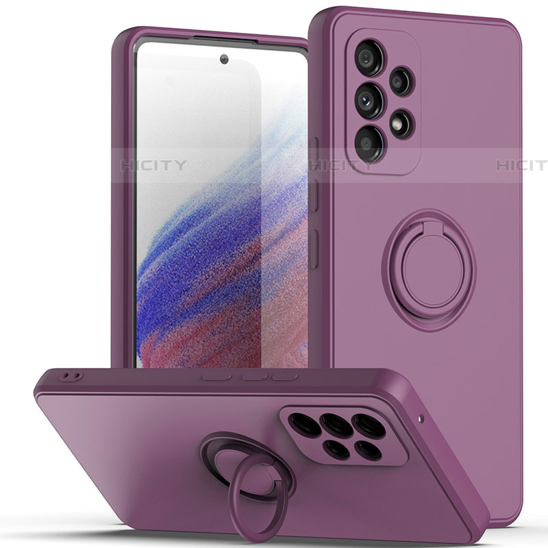 Custodia Silicone Ultra Sottile Morbida Cover con Magnetico Anello Supporto QW1 per Samsung Galaxy A53 5G Viola