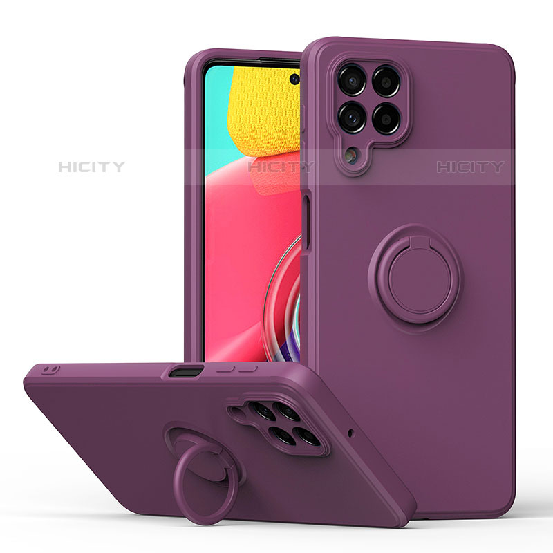 Custodia Silicone Ultra Sottile Morbida Cover con Magnetico Anello Supporto QW1 per Samsung Galaxy M53 5G Viola