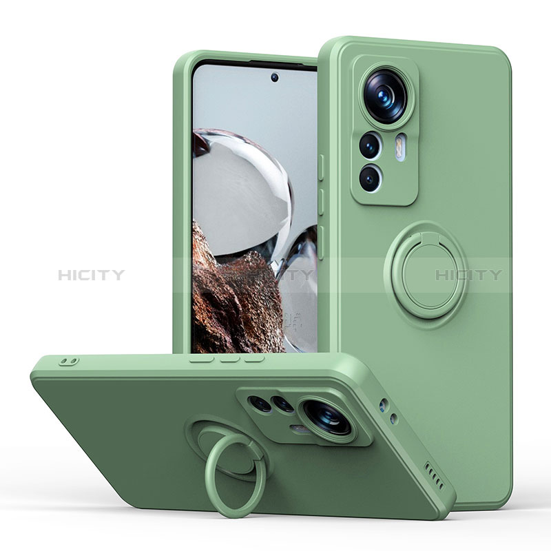 Custodia Silicone Ultra Sottile Morbida Cover con Magnetico Anello Supporto QW1 per Xiaomi Mi 12T Pro 5G Verde Militare