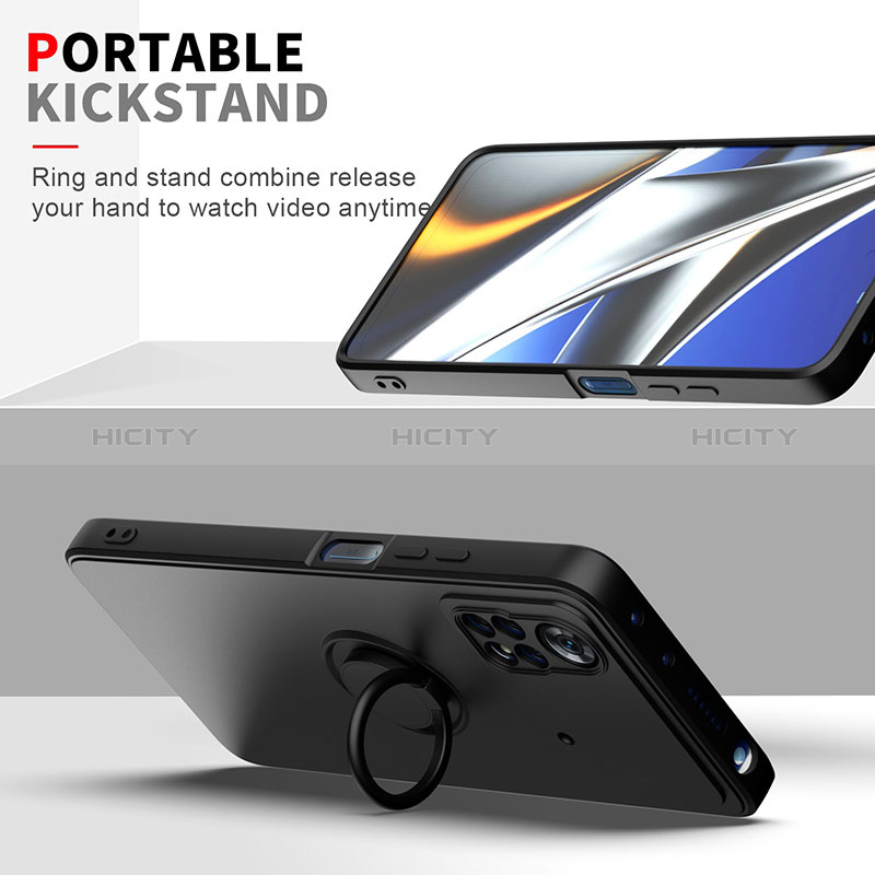 Custodia Silicone Ultra Sottile Morbida Cover con Magnetico Anello Supporto QW1 per Xiaomi Poco X4 Pro 5G