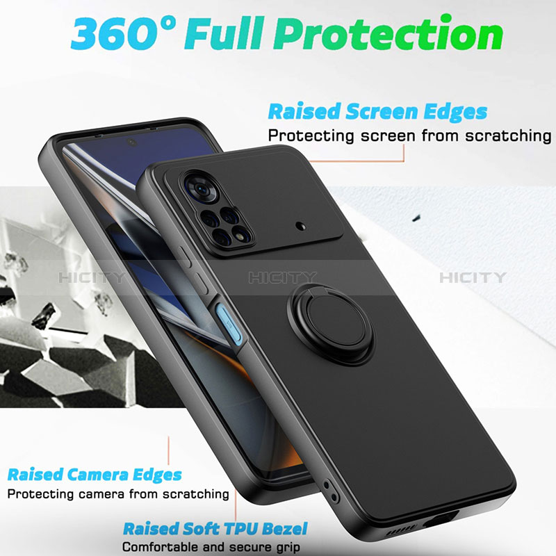 Custodia Silicone Ultra Sottile Morbida Cover con Magnetico Anello Supporto QW1 per Xiaomi Poco X4 Pro 5G