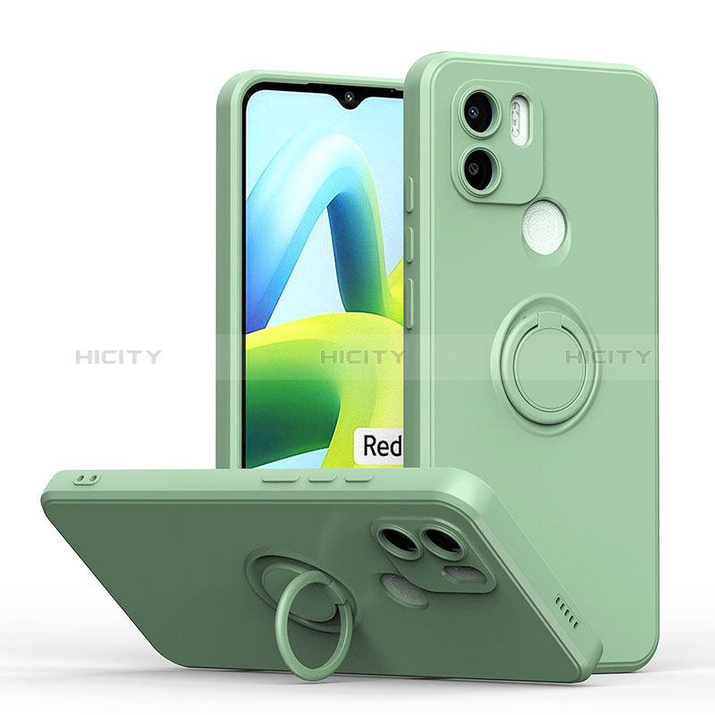 Custodia Silicone Ultra Sottile Morbida Cover con Magnetico Anello Supporto QW1 per Xiaomi Redmi A1 Verde Pastello