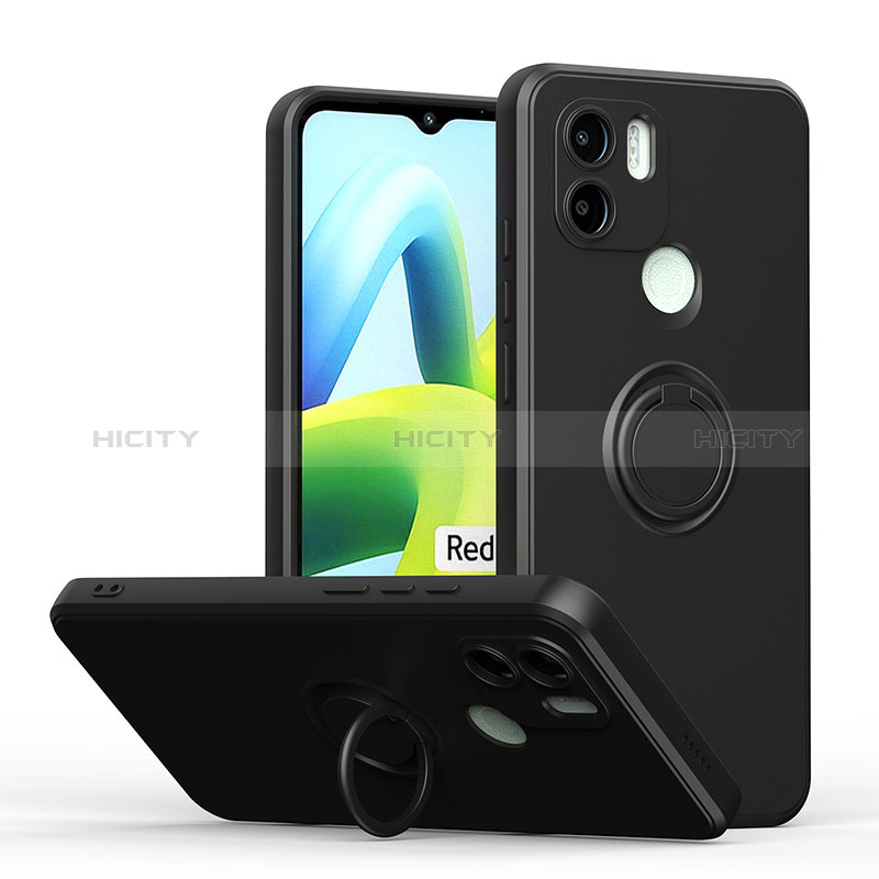 Custodia Silicone Ultra Sottile Morbida Cover con Magnetico Anello Supporto QW1 per Xiaomi Redmi A2 Nero