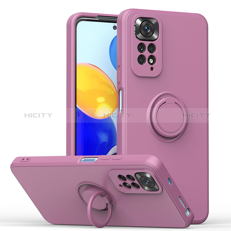 Custodia Silicone Ultra Sottile Morbida Cover con Magnetico Anello Supporto QW1 per Xiaomi Redmi Note 11 4G (2022)