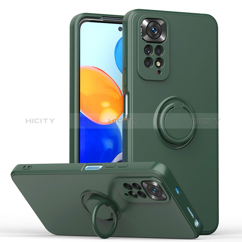 Custodia Silicone Ultra Sottile Morbida Cover con Magnetico Anello Supporto QW1 per Xiaomi Redmi Note 11 4G (2022)