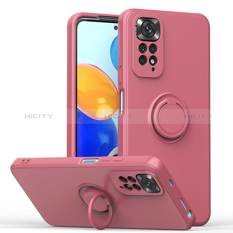 Custodia Silicone Ultra Sottile Morbida Cover con Magnetico Anello Supporto QW1 per Xiaomi Redmi Note 11 4G (2022)