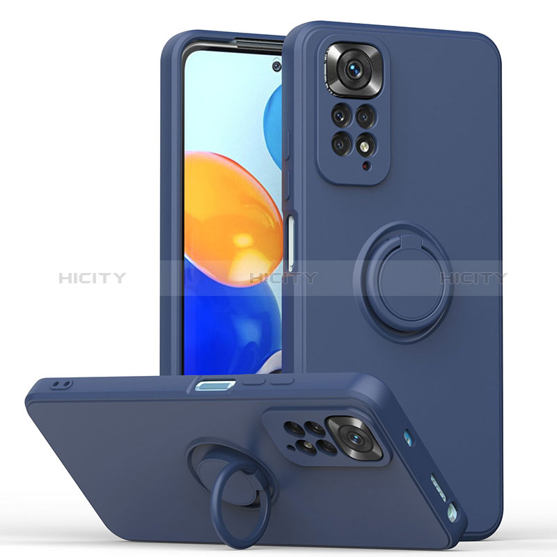 Custodia Silicone Ultra Sottile Morbida Cover con Magnetico Anello Supporto QW1 per Xiaomi Redmi Note 11 4G (2022)