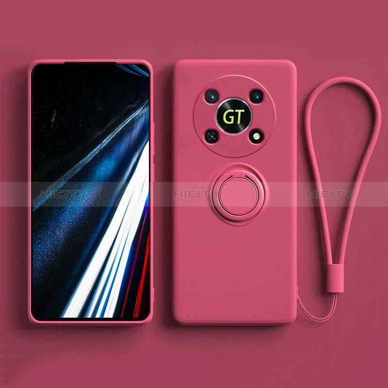 Custodia Silicone Ultra Sottile Morbida Cover con Magnetico Anello Supporto S01 per Huawei Honor X9 5G