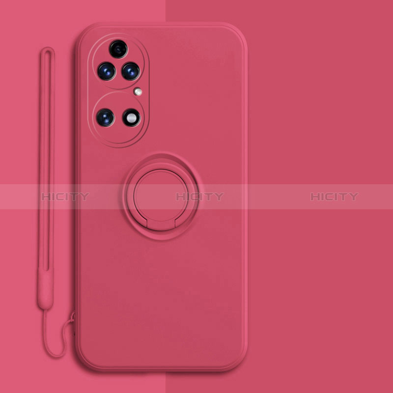 Custodia Silicone Ultra Sottile Morbida Cover con Magnetico Anello Supporto S01 per Huawei P50