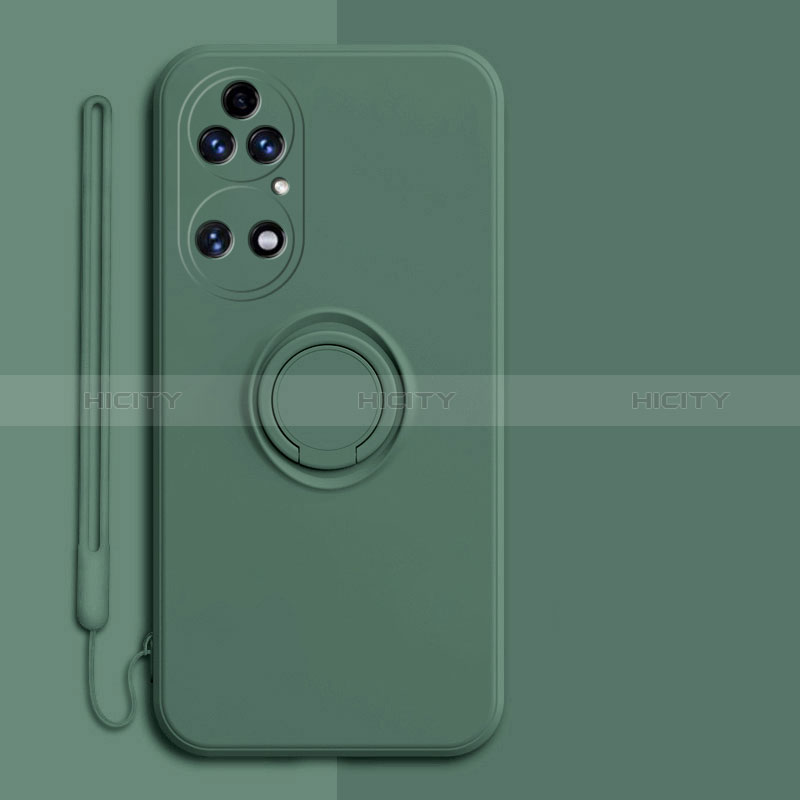 Custodia Silicone Ultra Sottile Morbida Cover con Magnetico Anello Supporto S01 per Huawei P50