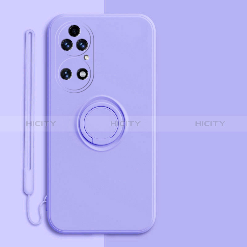 Custodia Silicone Ultra Sottile Morbida Cover con Magnetico Anello Supporto S01 per Huawei P50 Pro