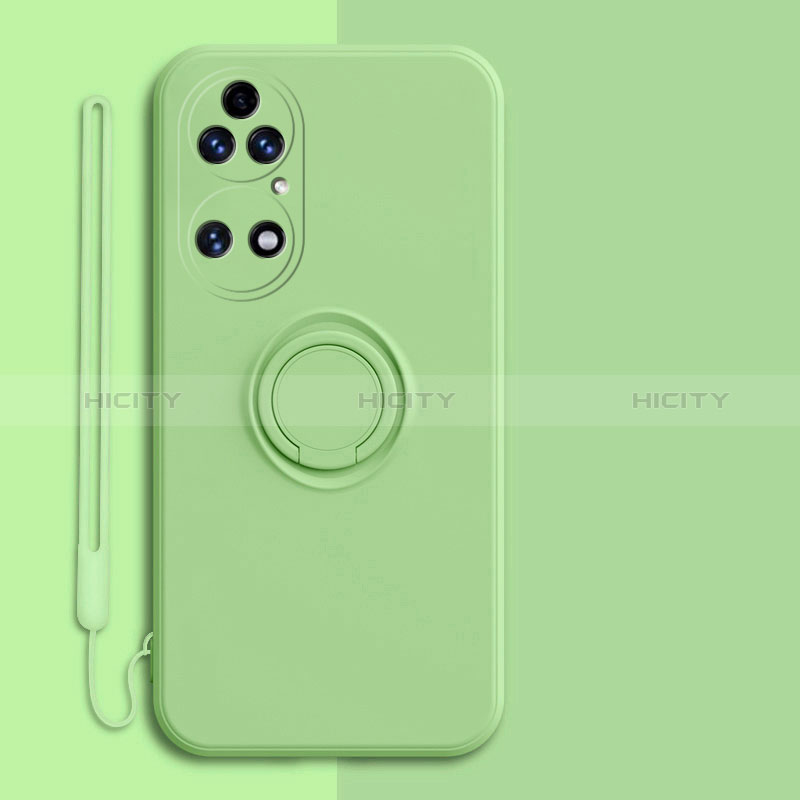 Custodia Silicone Ultra Sottile Morbida Cover con Magnetico Anello Supporto S01 per Huawei P50e Verde Pastello