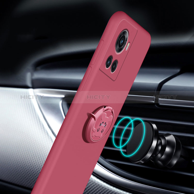 Custodia Silicone Ultra Sottile Morbida Cover con Magnetico Anello Supporto S01 per OnePlus 10R 5G