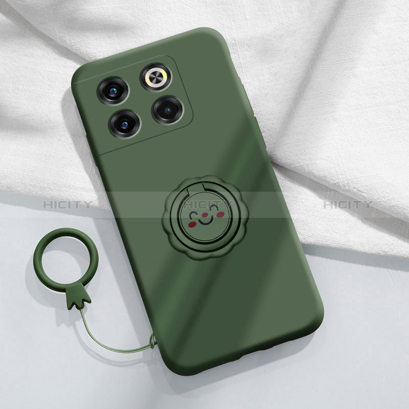 Custodia Silicone Ultra Sottile Morbida Cover con Magnetico Anello Supporto S01 per OnePlus 10T 5G